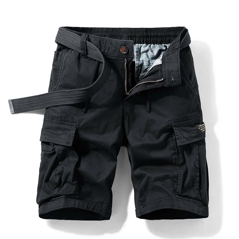 Men's cotton cargo shorts with multi-pocket design in casual style