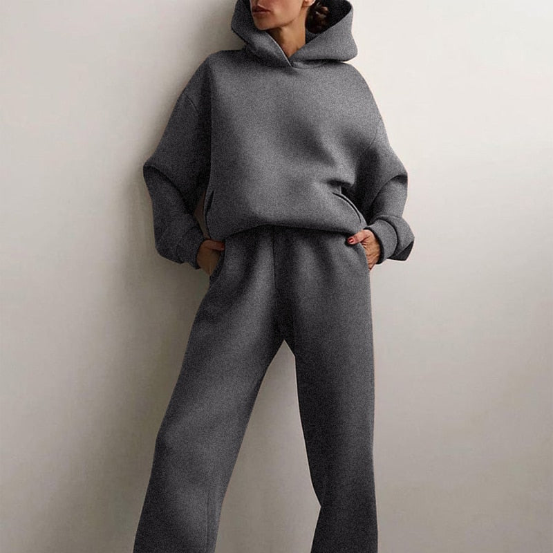 Women 2 piece oversized jogger set casual lounge tracksuit