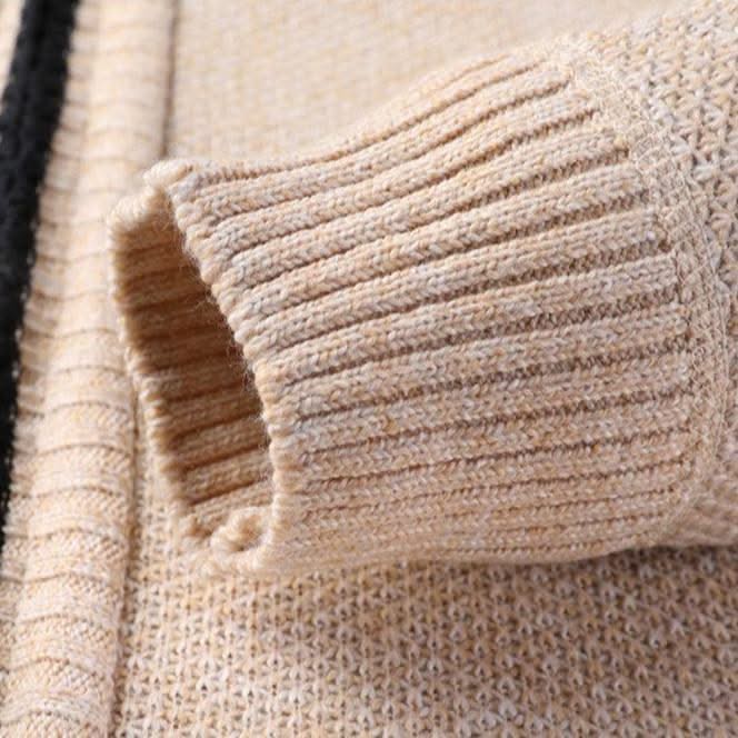 Knit full zip jacket with stand-up collar and side pockets
