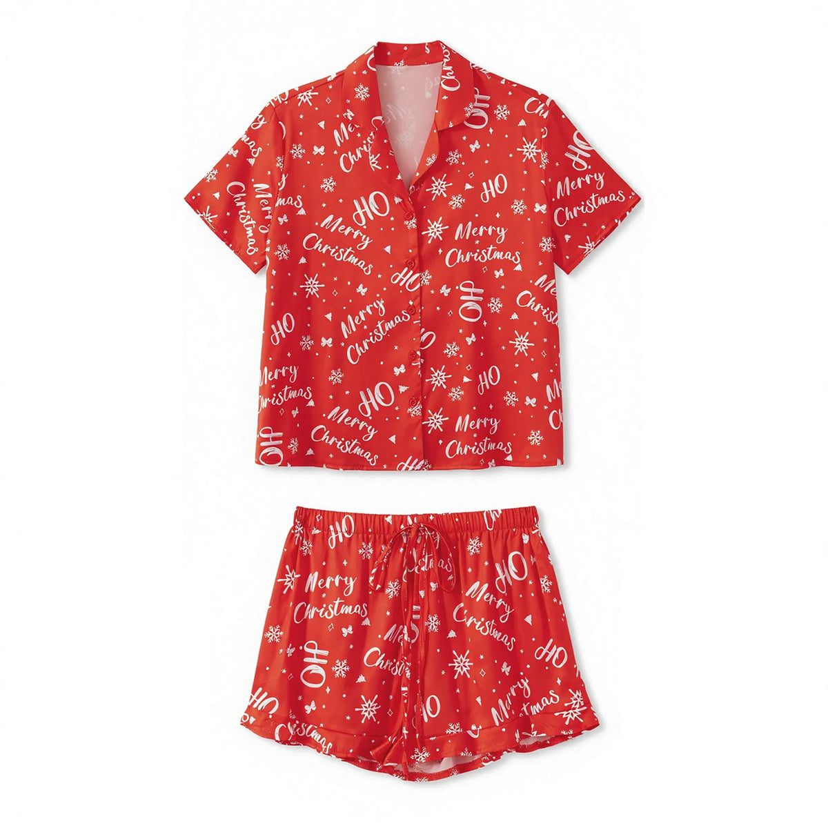 Women Christmas Pajamas 2 Piece Short Sleeve Lounge Set Shirt Shorts