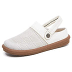Women mesh slip-on clogs with cushioned footbed and elastic heel strap