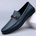 Men genuine leather loafers with metallic rope accent and cushioned insole
