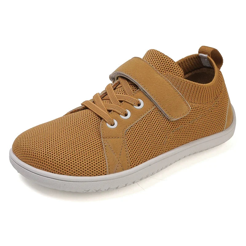Kids barefoot sneakers wide toe box flexible sole velcro closure