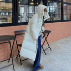 Women long down jacket with hood in multiple colours