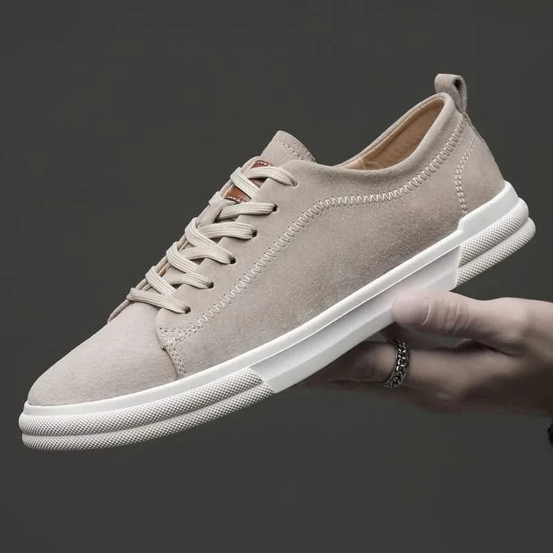 Genuine Italian leather sneakers in white black khaki and beige suede