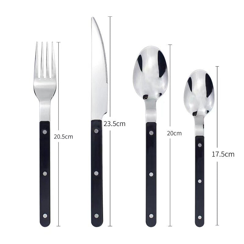 24-piece stainless steel cutlery set with engraved design, serves 6