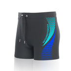 Men Swim Shorts Quick Dry Stretch Geometric Letter Graphic Print