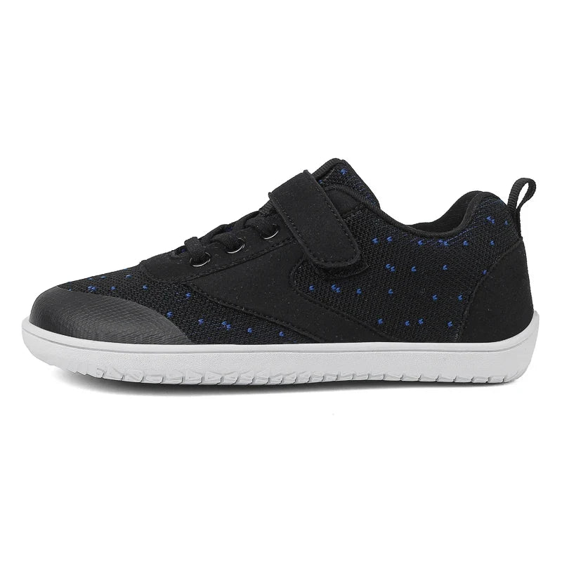 Kids barefoot sneakers with wide toe box and lightweight flexible rubber sole