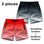 Men Swim Shorts Seersucker Quick Dry Mesh Lined Zipper Pockets