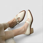 Women Mary Jane shoes low block heel with buckle strap closed toe
