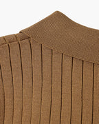 Men's knitted cotton ribbed polo shirt with button collar, short sleeves