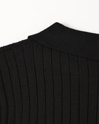 Men's knitted cotton ribbed polo shirt with button collar, short sleeves