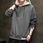 Men two tone hoodie with kangaroo pocket and adjustable drawstring hood