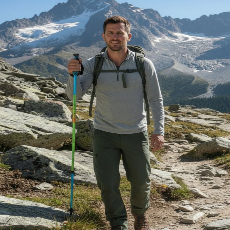 Carbon fiber hiking poles foldable 5-section ultra-light, adjustable height for all terrain