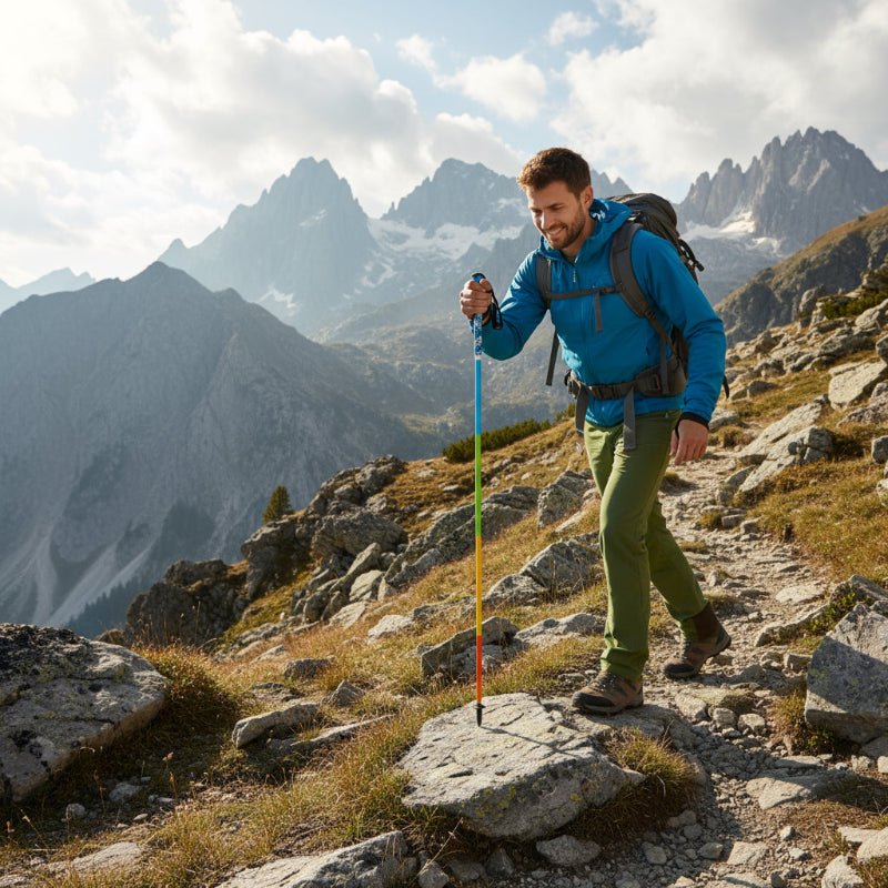 Carbon fiber hiking poles foldable 5-section ultra-light, adjustable height for all terrain