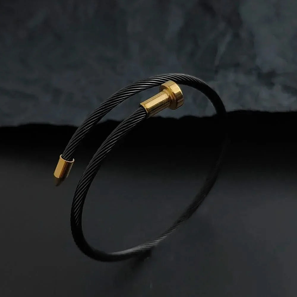 Stainless steel nail bracelet adjustable polished finish