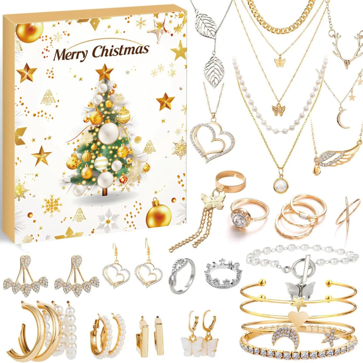 Jewelry Advent Calendar 24 Days Christmas Countdown Holiday Surprise Gift