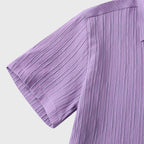 Men's linen cotton blend summer shirt with spread collar and classic fit