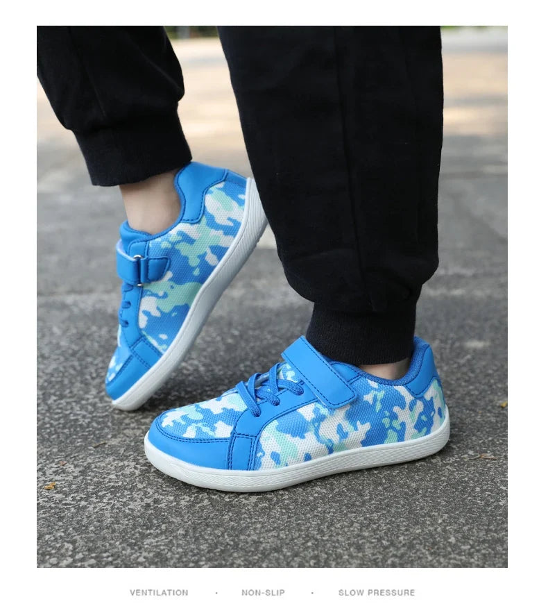 Kids barefoot mesh sneakers wide toe box zero-drop rubber sole