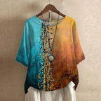 Women retro blouse vintage style with button front and waist shaping