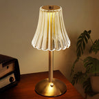 Crystal table lamp cordless touch control rechargeable LED with acrylic shade