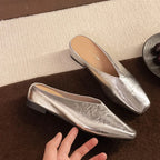 Women slip-on flats low cut in black vegan leather