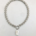 Baroque freshwater pearl necklace with dual tone gold and silver chain