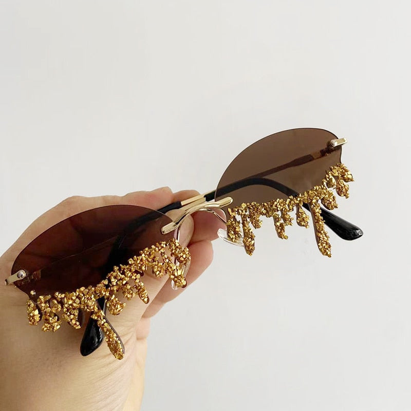 Glitter sunglasses festival party eye-catching with colored lenses, 6 colors
