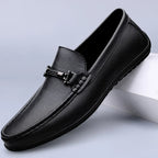 Men genuine leather loafers with metallic rope accent and cushioned insole