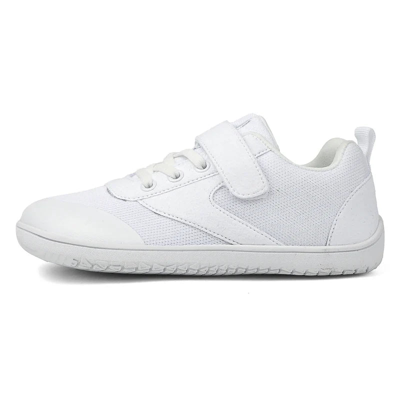 Kids barefoot sneakers with wide toe box and lightweight flexible rubber sole