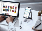 Aluminum phone stand 360 degree adjustable desk holder in silver and black