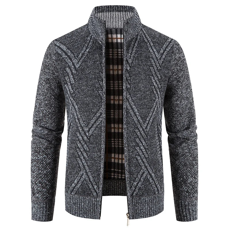 Men Christmas Jumper Knit Turtleneck Cardigan Coat Winter Fleece