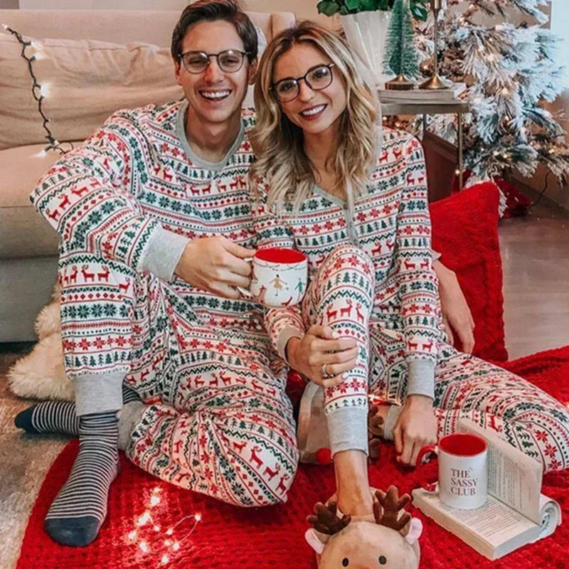 Christmas pajamas family matching 2 piece allover print sleepwear set