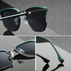 Clubmaster sunglasses polished metal frames anti-scratch polycarbonate UV protection lenses