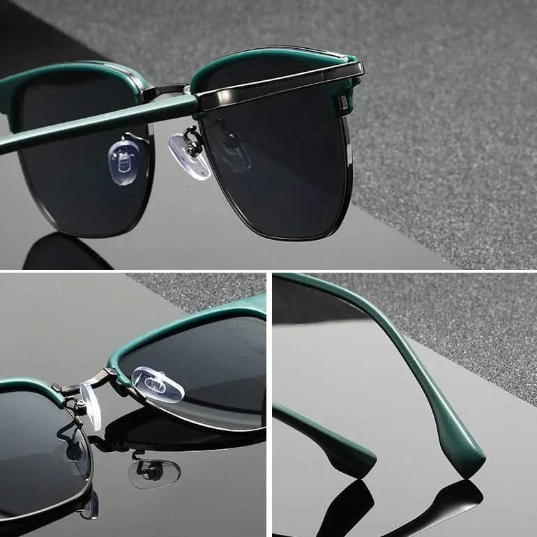 Clubmaster sunglasses polished metal frames anti-scratch polycarbonate UV protection lenses
