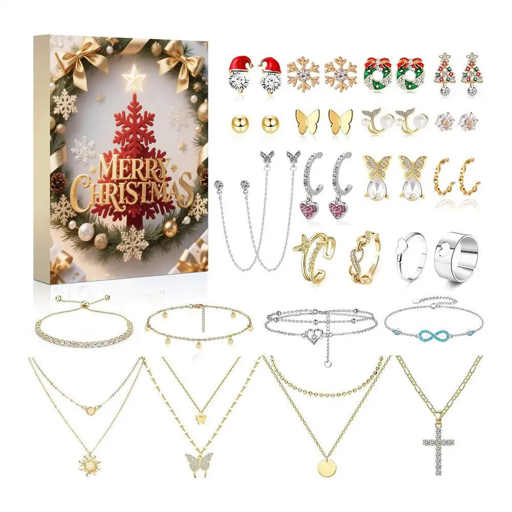 Jewelry Advent Calendar Christmas 24 Day Women Earring Bracelet Set