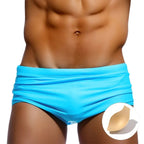 Men Swim Shorts Boxer Briefs Solid Pattern Swimwear