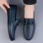 Men genuine leather loafers with metallic rope accent and cushioned insole
