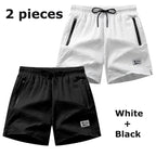 Men Swim Shorts Seersucker Quick Dry Mesh Lined Zipper Pockets