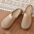 Women mesh slip-on clogs with cushioned footbed and elastic heel strap