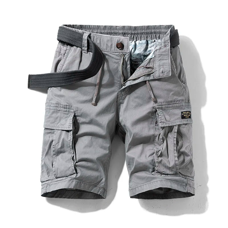 Men's cotton cargo shorts with multi-pocket design in casual style