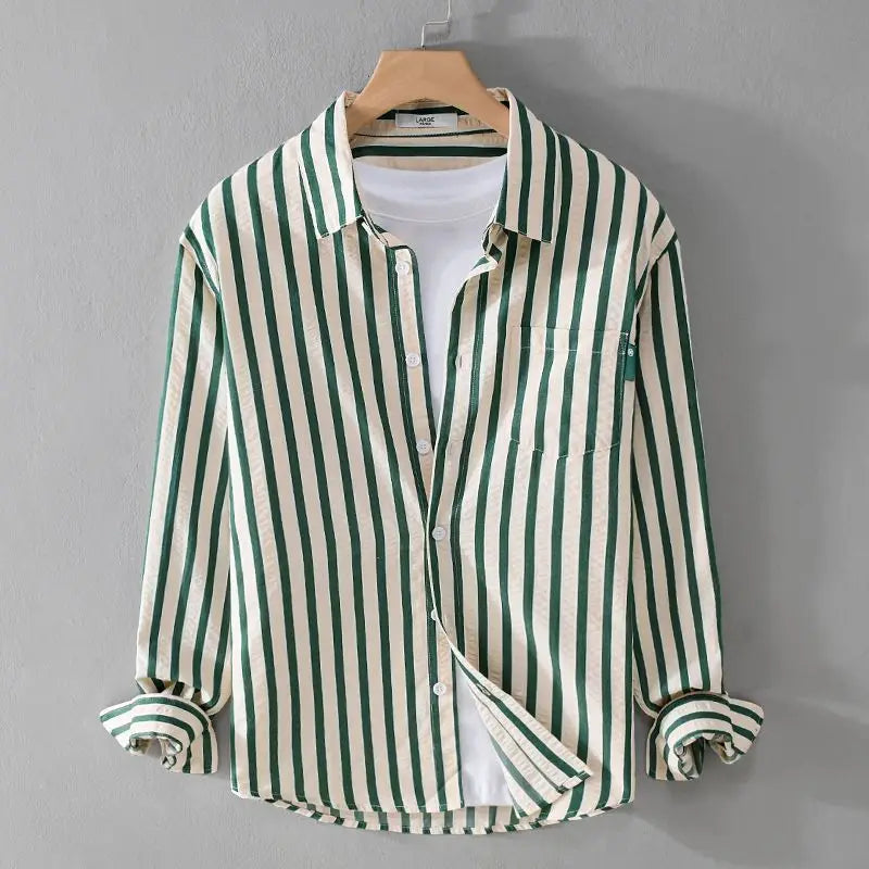 Men striped top relaxed fit available in Khaki Black and Green