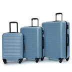 Blue 3-piece ABS hardshell luggage set with TSA lock and 360 spinner wheels