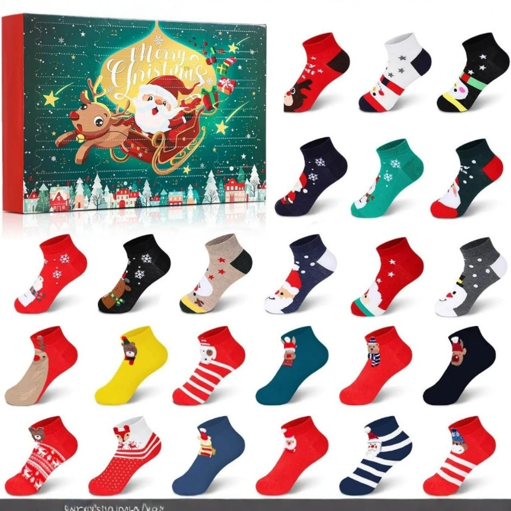 Sock Advent Calendar 24 Pairs Unisex Long Short Socks Gift Box Set
