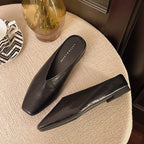 Women slip-on flats low cut in black vegan leather