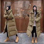 Women long down jacket with hood in multiple colours