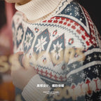 Christmas Jumper Men | Fair Isle Turtleneck Sweater | Warm Winter
