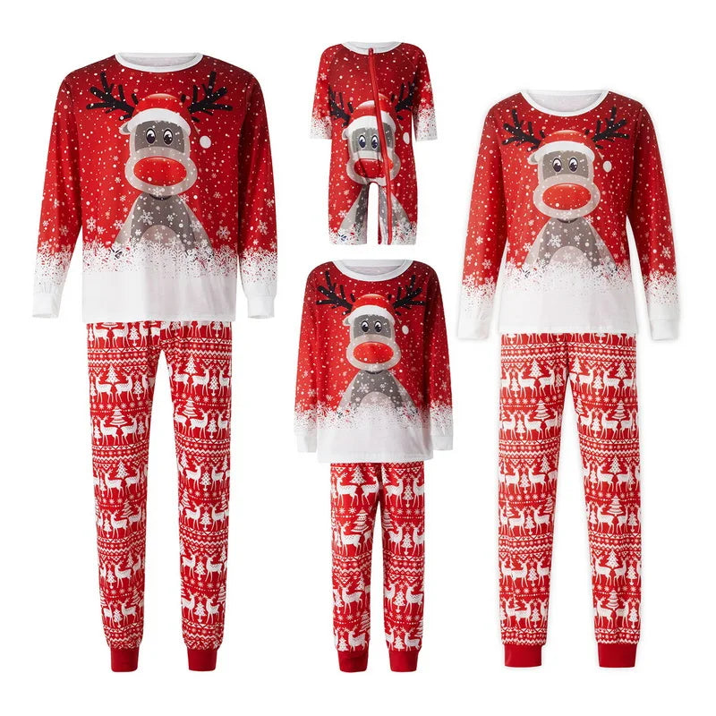 Christmas Pajamas Women Plus Size Winter Reindeer Print Set