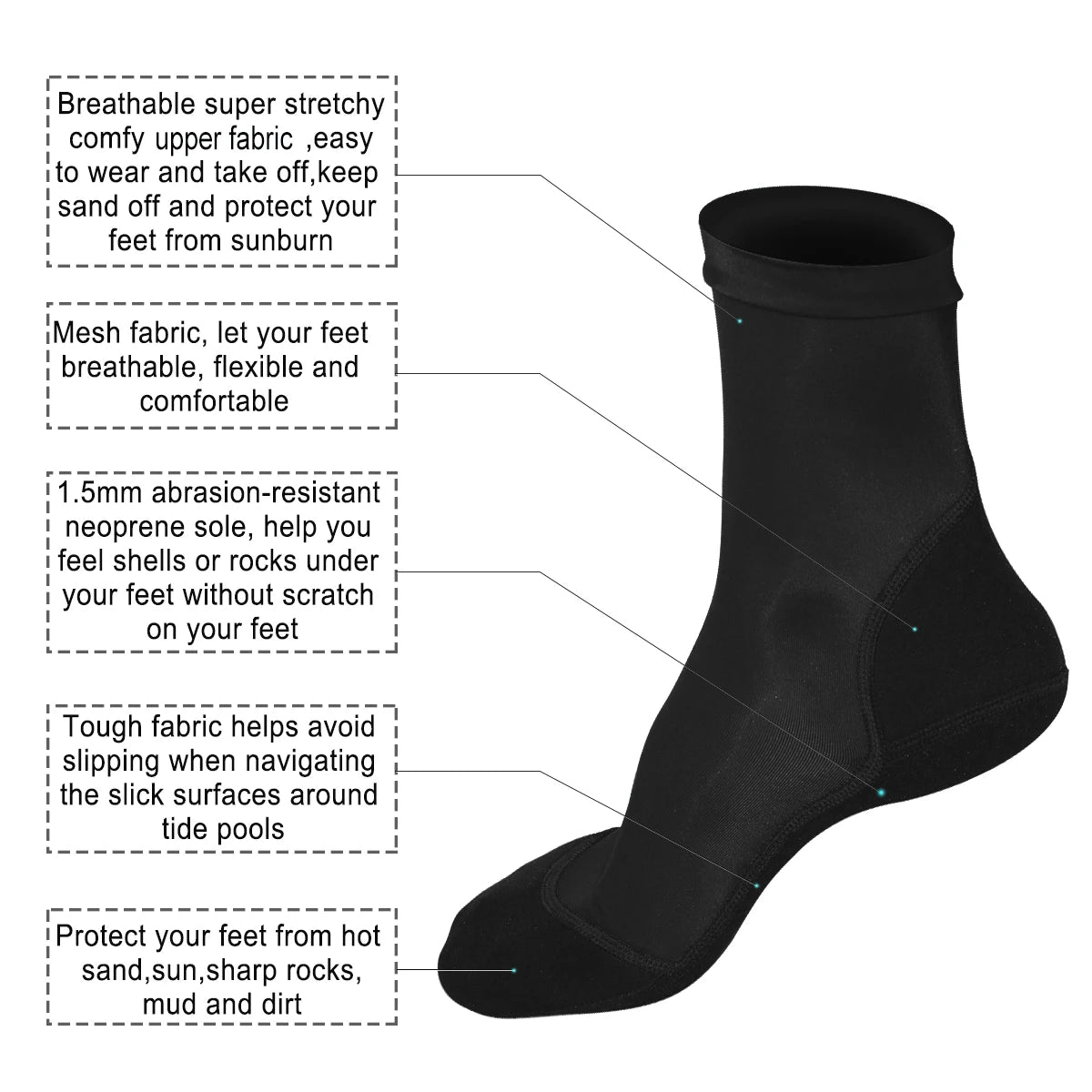 Water Shoes Thin Fin Socks Unisex Sand Protection Barefoot Feel