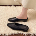 Women slip-on flats low cut in black vegan leather